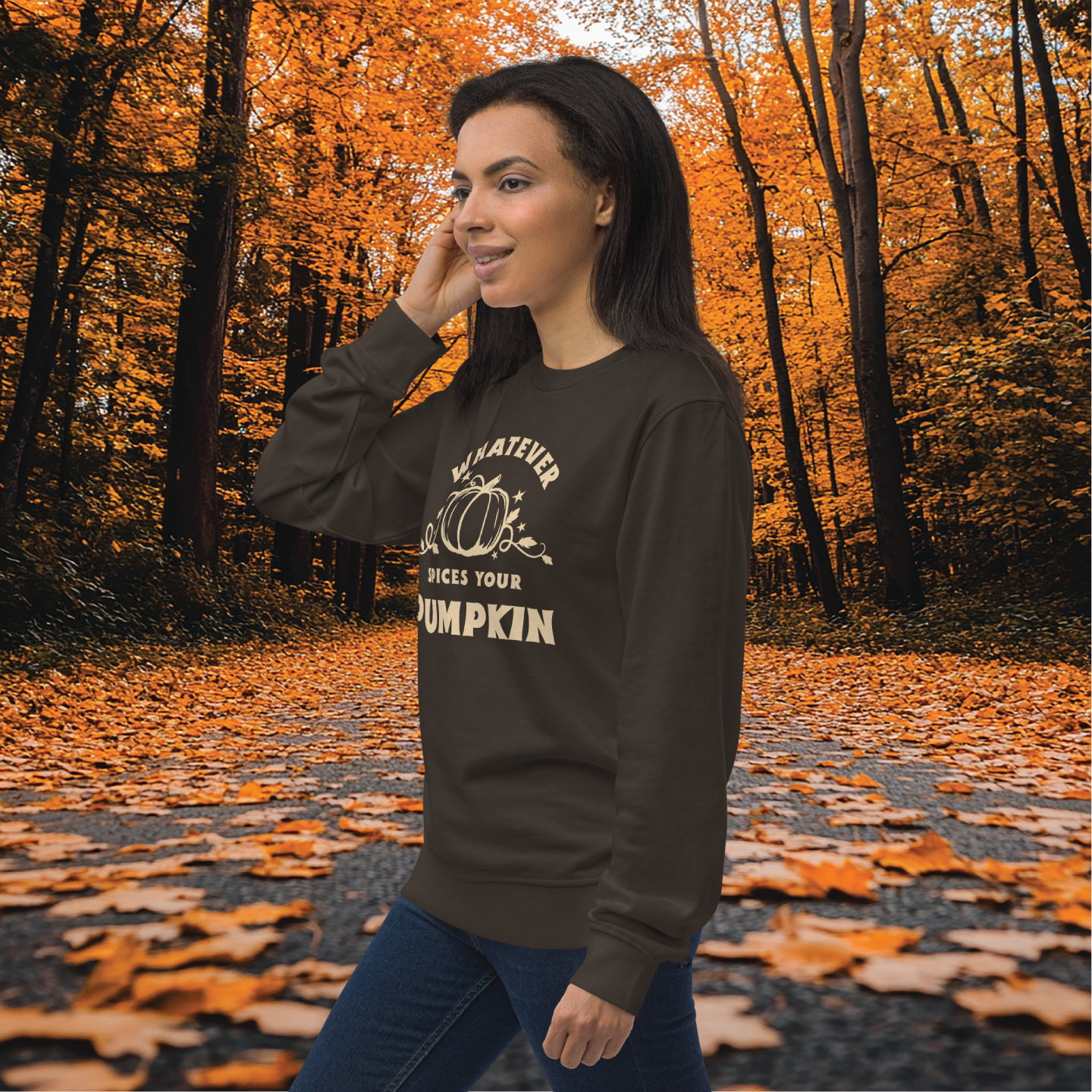 Funny Pumpkin Sweatshirt - 'Whatever Spices Your Pumpkin' - Cozy Fall Apparel - Cute Halloween Gift - Seasonal Fashion