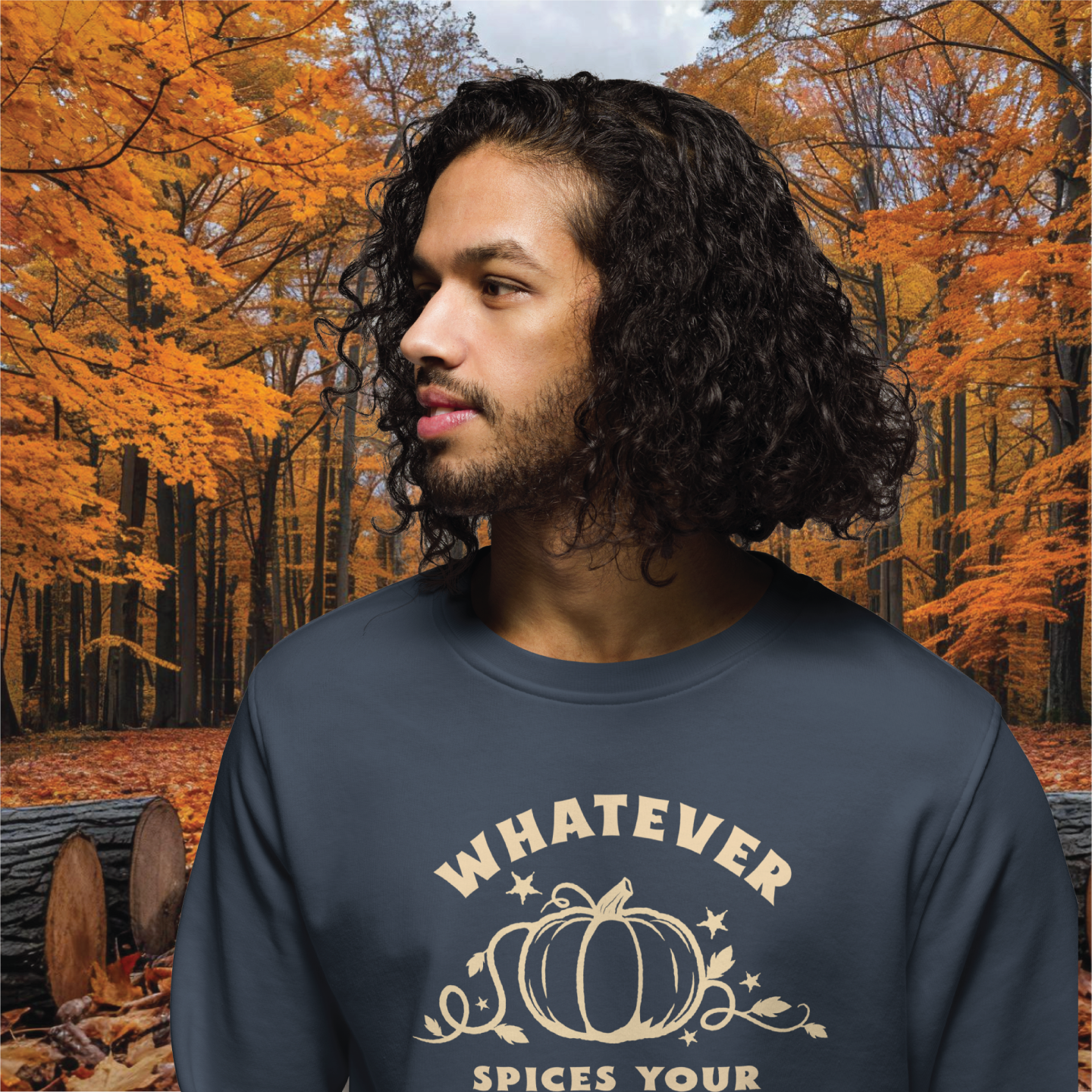 Funny Pumpkin Sweatshirt - 'Whatever Spices Your Pumpkin' - Cozy Fall Apparel - Cute Halloween Gift - Seasonal Fashion